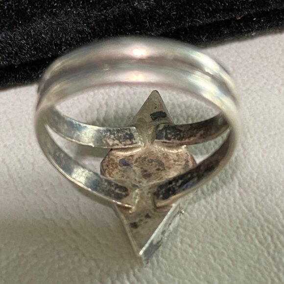 Ring Mother of Pearl Inlay Size 4.5 Native Zuni Unsigned Sterling Silver 925 Vin - Picture 15 of 16